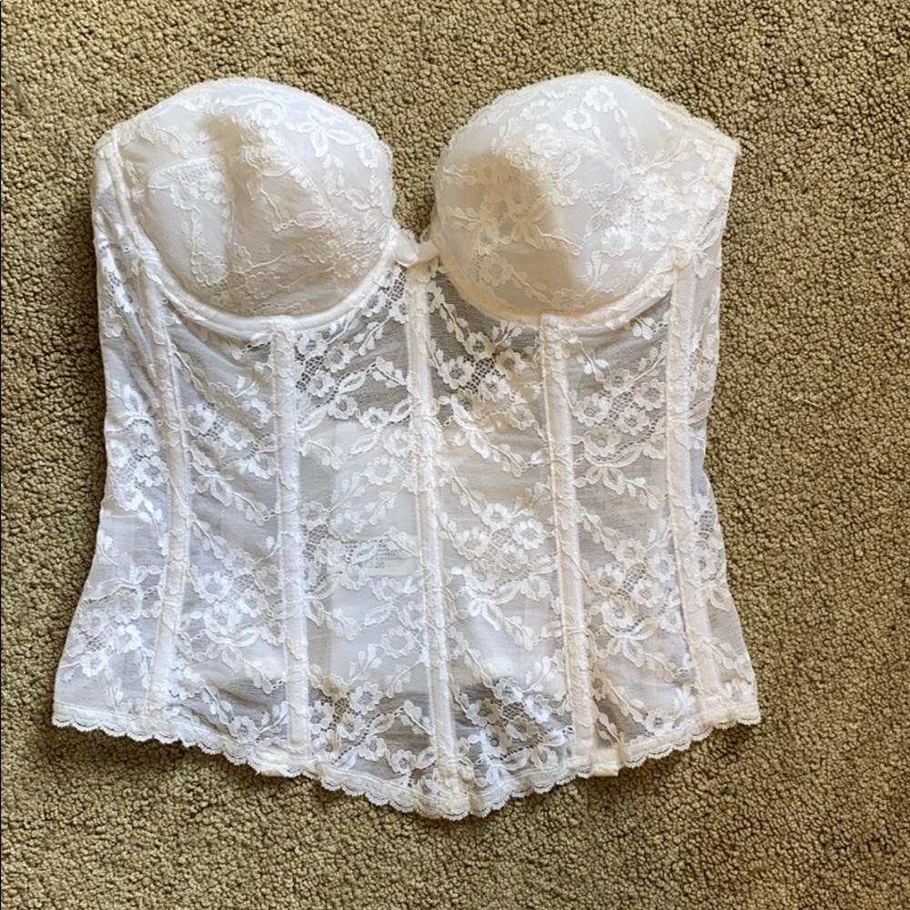 White floral lace bustier